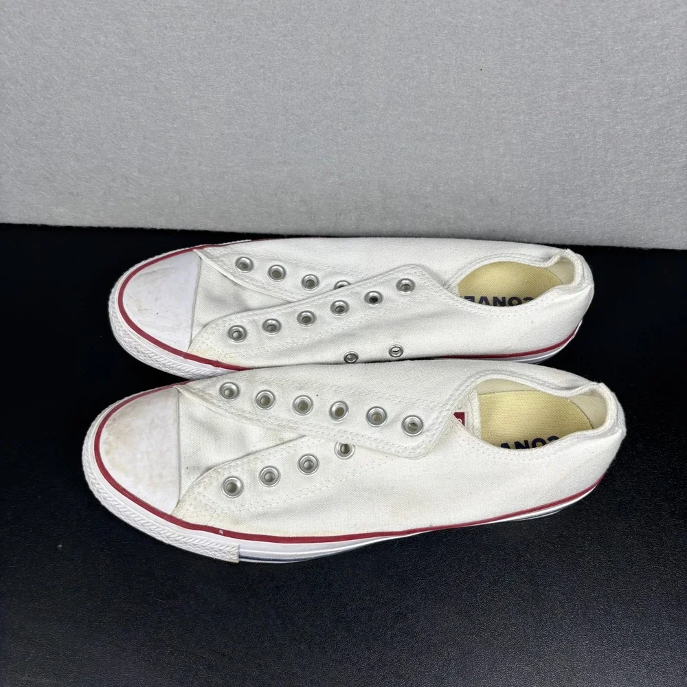 Converse Chuck Taylor All Star Slip On White Canvas Shoes Mens 8 Womens 10 READ